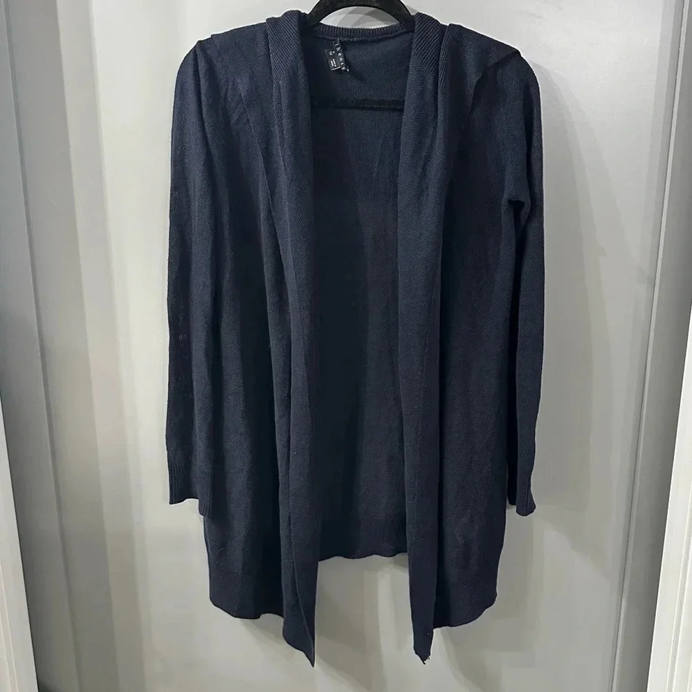 Theory Linen Blend Cardigan Winxie Sag Harbor Cardigan in Navy Blue Size XS